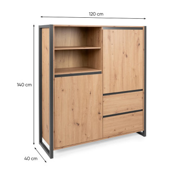 Buffet haut 2 tiroirs 2 portes 2 niches - Le Dépôt Bailleul