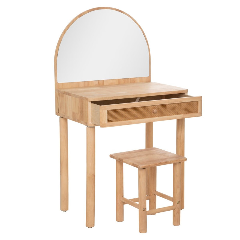 Coiffeuse Enfant Blanche Avec Miroir Cœur Et Tabouret - Style Princesse Européen Pour Filles 3 à 8 Ans
