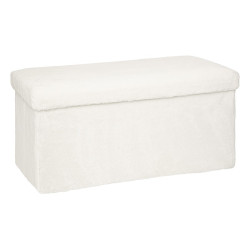 Pouf rectangulaire effet fourrure blanc Ezzio Atmosphera - Le Dépôt Bailleul