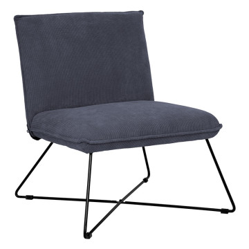 Fauteuil velours gris pieds métal noir Moana Atmosphera - Le Dépôt Bailleul