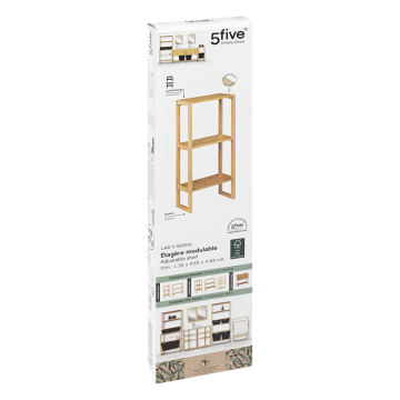 Etagère 2 niveaux 20 cm bambou Lab'n Modul 5five - Le Dépôt Bailleul