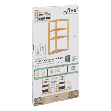 Etagère d'angle bambou 3 niveaux Lab'n Modul 5five - Le Dépôt Bailleul