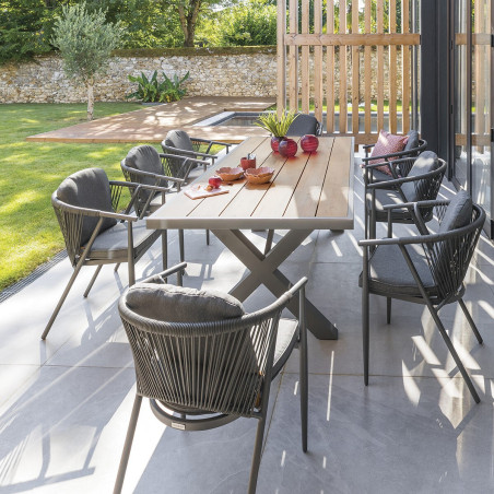 Table extérieure 8 places acacia et alu graphite Emperia Hespéride