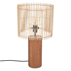 Lampe à poser en bois et bambou Davys Atmosphera - Le Dépôt Bailleul