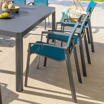 Fauteuil extérieur Axant bleu canard/graphite Hespéride - Le Dépôt Bailleul