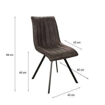Chaise simili gris pieds métal noir Jack - Le Dépôt Bailleul
