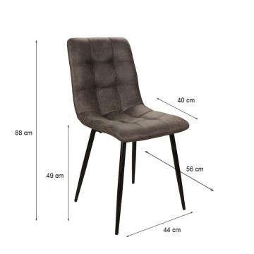 Chaise simili gris pieds métal noir PR102 - Le Dépôt Bailleul