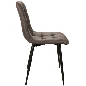 Chaise simili gris pieds métal noir PR102 - Le Dépôt Bailleul