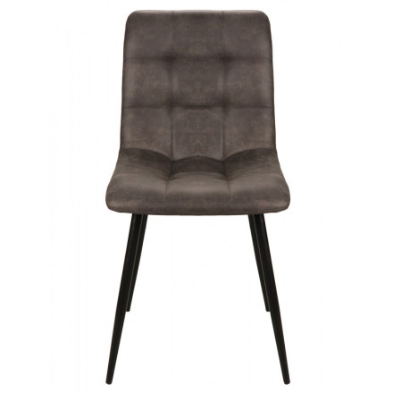 Chaise simili gris pieds métal noir PR102 - Le Dépôt Bailleul