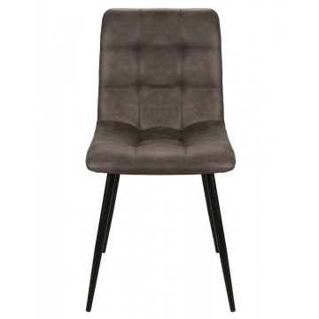 Chaise simili gris pieds métal noir PR102 - Le Dépôt Bailleul