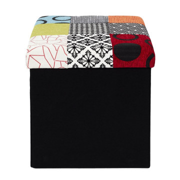 Coffre pouf pliable couvercle patchwork - Le Dépôt Bailleul
