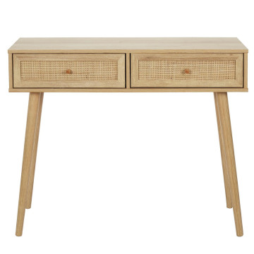 Console 2 tiroirs rotin et bois Bali - Le Dépôt Bailleul