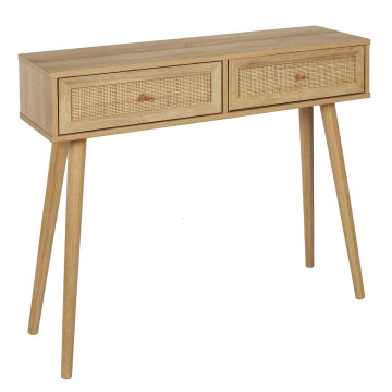 Console 2 tiroirs rotin et bois Bali - Le Dépôt Bailleul