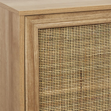 Buffet 3 portes rotin et bois 115 cm Bali - Le Dépôt Bailleul