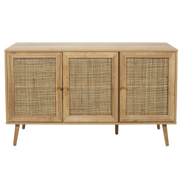 Buffet 3 portes rotin et bois 115 cm Bali - Le Dépôt Bailleul