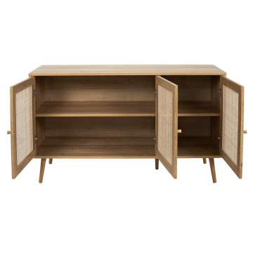 Buffet 3 portes rotin et bois 115 cm Bali - Le Dépôt Bailleul