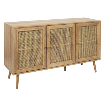 Buffet 3 portes rotin et bois 115 cm Bali - Le Dépôt Bailleul
