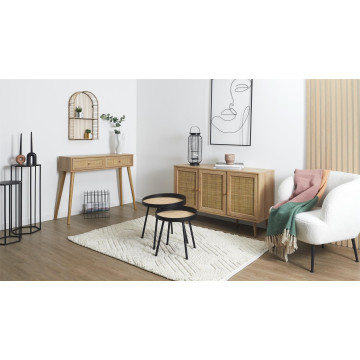 Buffet 3 portes rotin et bois 115 cm Bali - Le Dépôt Bailleul