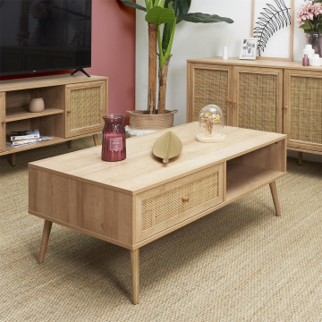 Table basse 1 tiroir rotin 1 niche Bali - Le Dépôt Bailleul