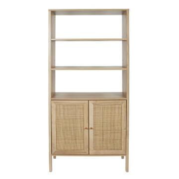 Buffet haut 3 niveaux 2 portes rotin et bois Bali - Le Dépôt Bailleul