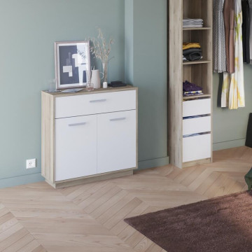 Meuble de rangement 2 portes 1 tiroir Léo - Le Dépôt Bailleul