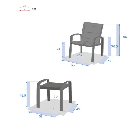 Salon de jardin duo Elyn bleu canard/graphite Hespéride - Le Dépôt Bailleul