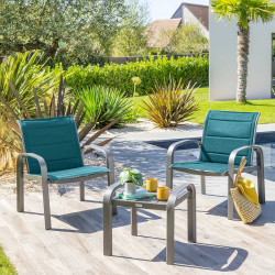 Salon de jardin duo Elyn bleu canard/graphite Hespéride - Le Dépôt Bailleul