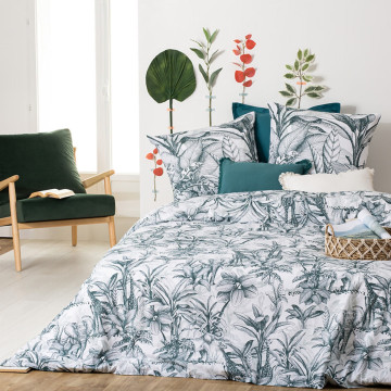 Parure de lit imprimés Jouy Tropik 240x220 Atmosphera - Le Dépôt Bailleul