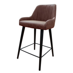 Tabouret de bar simili Portland marron pieds métal - Le Dépôt Bailleul