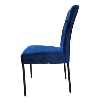 Chaise Nanda velours bleu pieds métal noir - Le Dépôt Bailleul