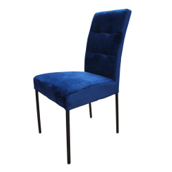 Chaise Nanda velours bleu pieds métal noir - Le Dépôt Bailleul