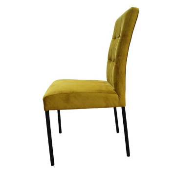 Chaise Nanda velours jaune pieds métal noir - Le Dépôt Bailleul