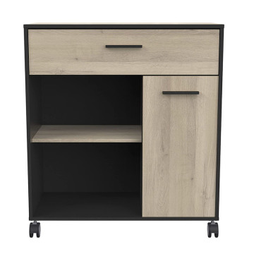 Desserte de cuisine 1 tiroir 1 porte Mint noir et bois - Le Dépôt Bailleul