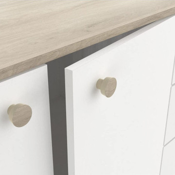Buffet 2+1 portes 2 tiroirs Izzy blanc et bois - Le Dépôt Bailleul