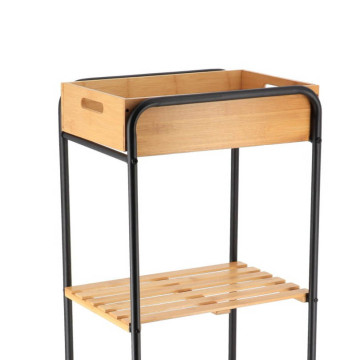 Desserte 1 niche + 2 niveaux bambou/noir  - Le Dépôt Bailleul