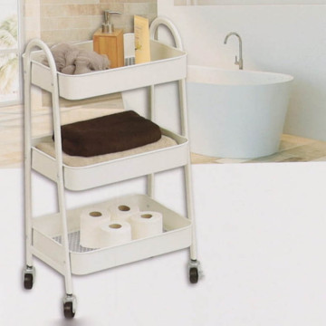 Desserte métal sur roulettes 3 niveaux blanc - Le Dépôt Bailleul