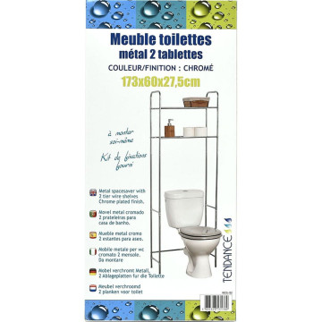 Meuble 2 tablettes pour toilettes chrome - Le dépôt Bailleul
