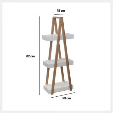 Rangement 3 niveaux salle bain Léa bambou blanc - Le Dépôt Bailleul