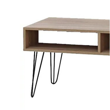 Table basse 4 niches bois et pieds métal - Le Dépôt Bailleul