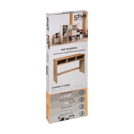 Console en bois 3 cases Mix coloris naturel 5five  - Le Dépôt Bailleul
