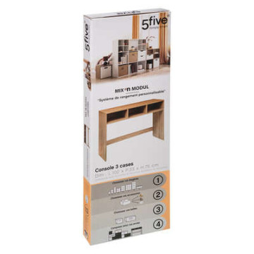 Console en bois 3 cases Mix coloris naturel 5five  - Le Dépôt Bailleul