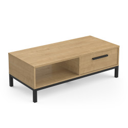 Table basse 1 niche 1 tiroir Craft noir et bois - Le Dépôt Bailleul