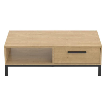 Table basse 1 niche 1 tiroir Craft noir et bois - Le Dépôt Bailleul