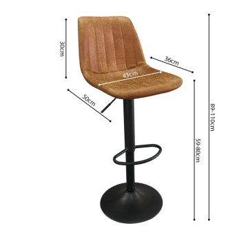 Tabouret de bar Barcelona PU cognac - Le Dépôt Bailleul