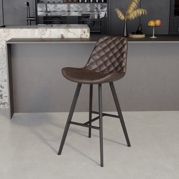Tabouret de bar bas Alicante PU brun foncé - Le Dépôt Bailleul