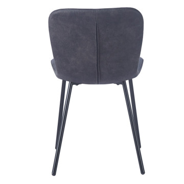 Chaise Susan PU gris foncé pieds métal - Le Dépôt Bailleul