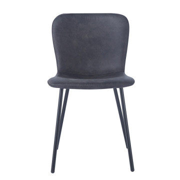 Chaise Susan PU gris foncé pieds métal - Le Dépôt Bailleul