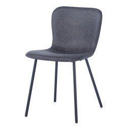 Chaise Susan PU gris foncé pieds métal - Le Dépôt Bailleul