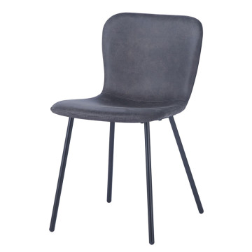 Chaise Susan PU gris foncé pieds métal - Le Dépôt Bailleul