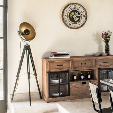 Lampadaire trépied loft noir Lahti Atmosphera - Le Dépôt Bailleul